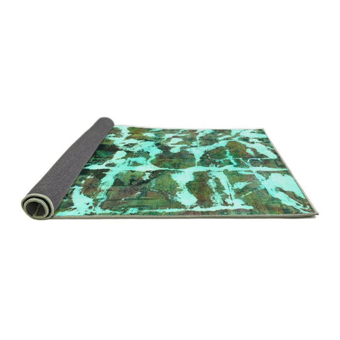 Sideview of Abstract Turquoise Modern Rug, abs841turq
