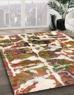 Abstract Red Modern Rug in Family Room, abs841