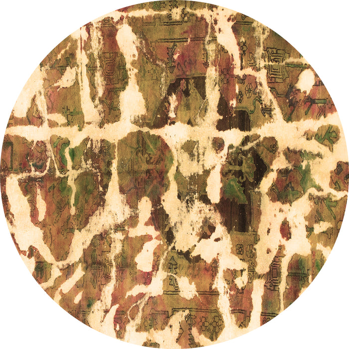 Round Abstract Brown Modern Rug, abs841brn