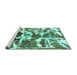 Sideview of Machine Washable Abstract Turquoise Modern Area Rugs, wshabs841turq