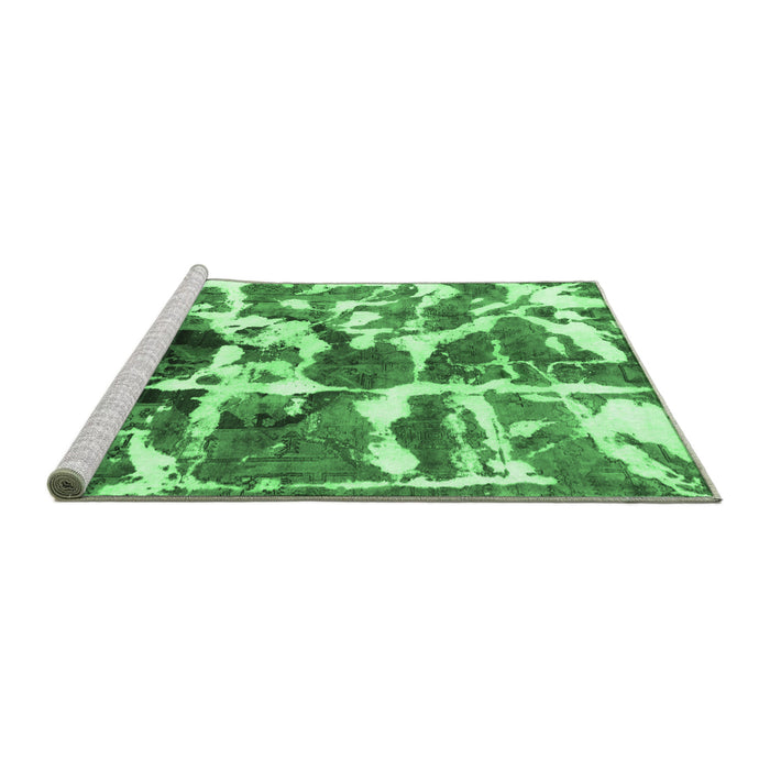 Sideview of Machine Washable Abstract Emerald Green Modern Area Rugs, wshabs841emgrn