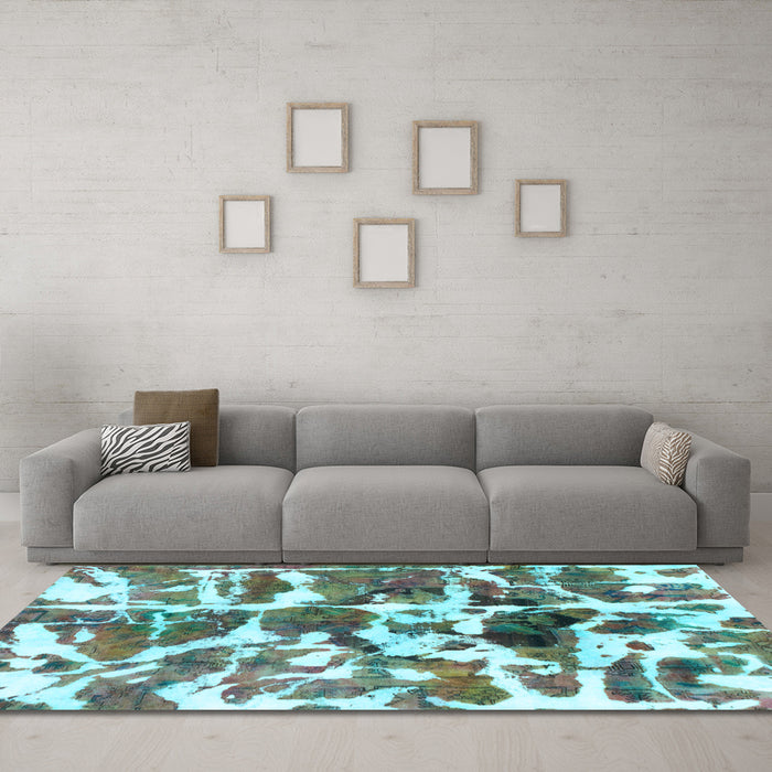 Machine Washable Abstract Light Blue Modern Rug in a Living Room, wshabs841lblu