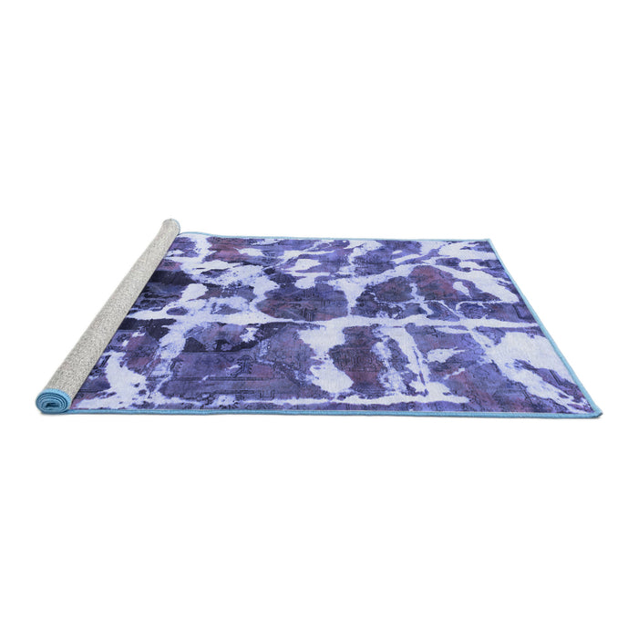 Sideview of Machine Washable Abstract Blue Modern Rug, wshabs841blu
