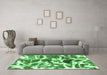 Machine Washable Abstract Emerald Green Modern Area Rugs in a Living Room,, wshabs841emgrn