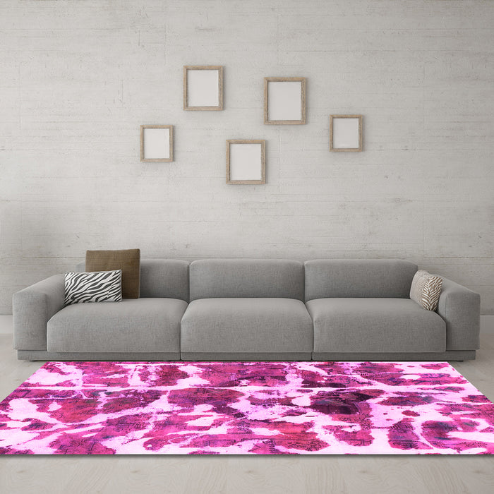 Machine Washable Abstract Pink Modern Rug in a Living Room, wshabs841pnk