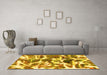 Machine Washable Abstract Yellow Modern Rug in a Living Room, wshabs841yw