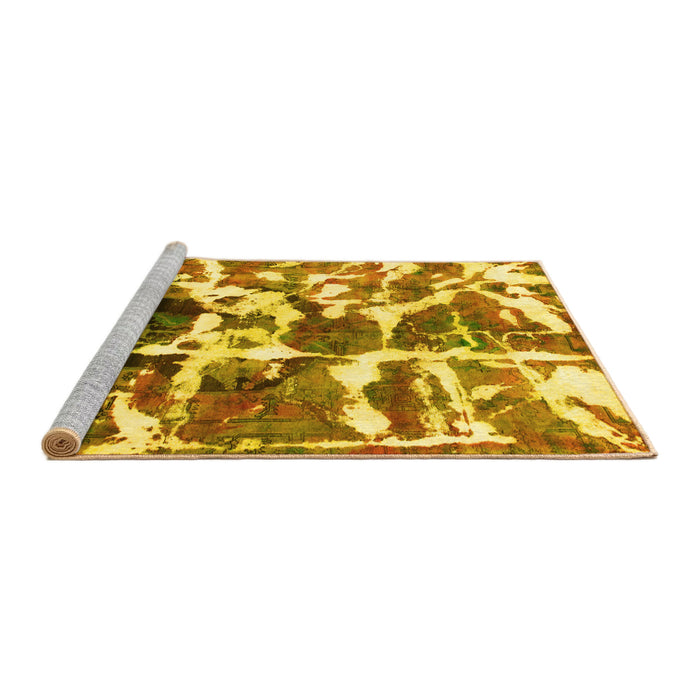 Sideview of Machine Washable Abstract Yellow Modern Rug, wshabs841yw