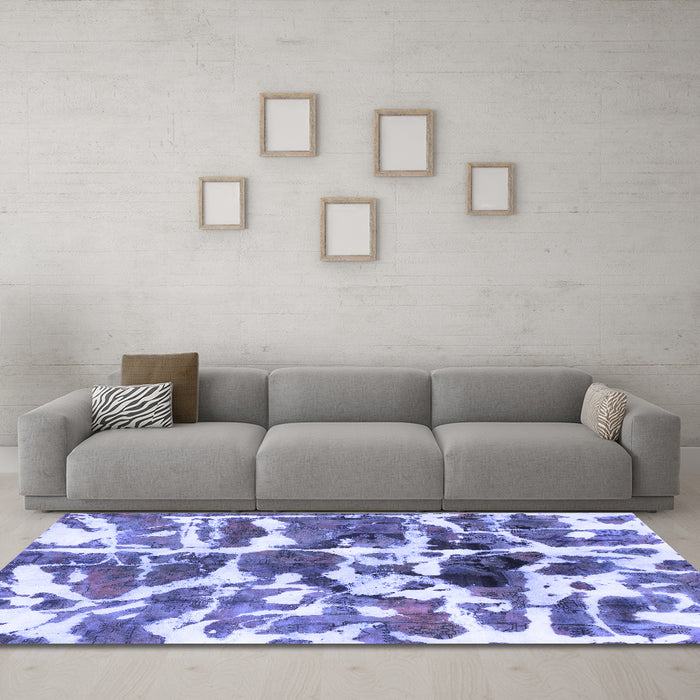 Machine Washable Abstract Blue Modern Rug in a Living Room, wshabs841blu
