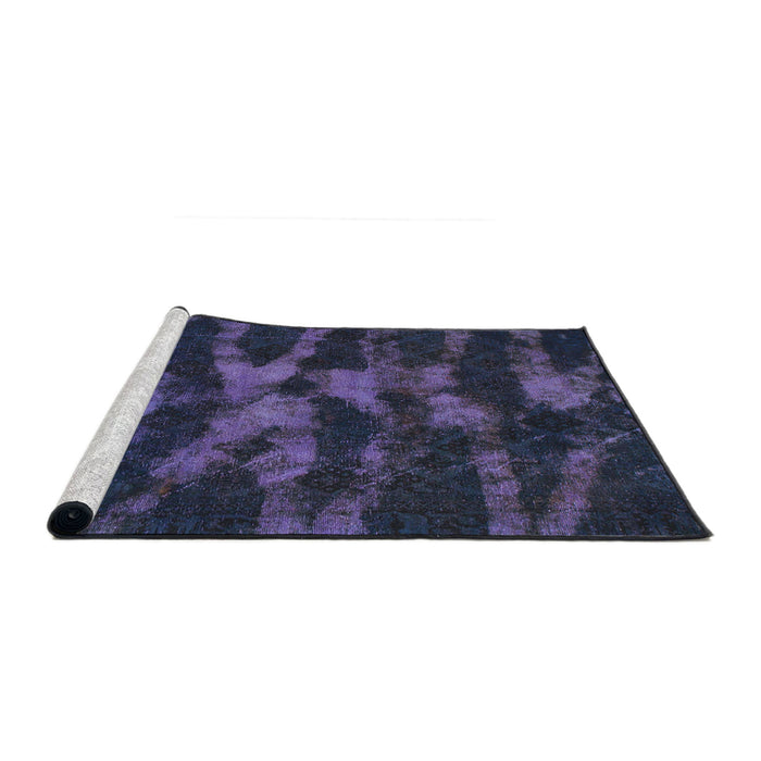 Sideview of Machine Washable Abstract Deep Periwinkle Purple Rug, wshabs842