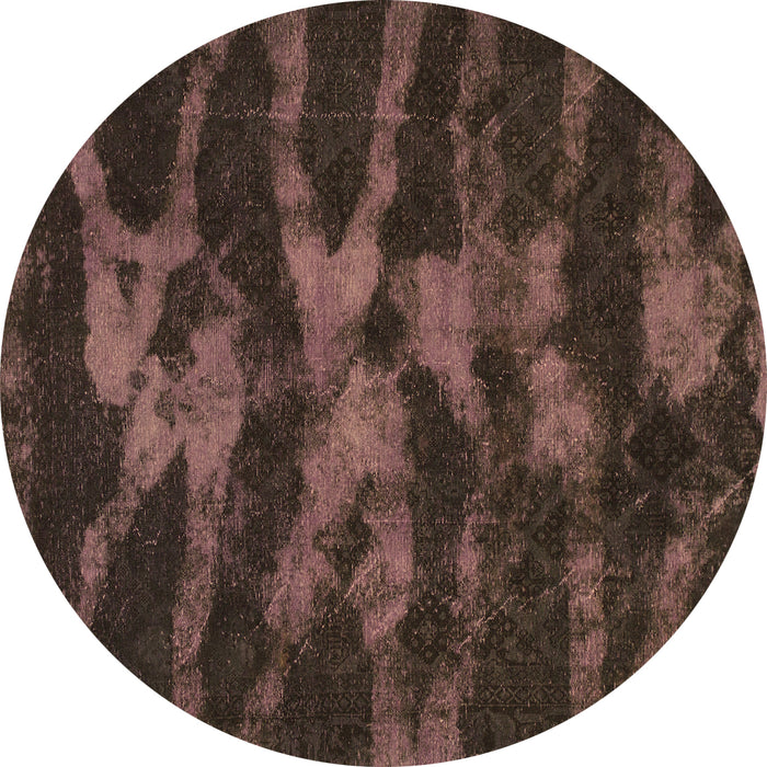 Round Machine Washable Abstract Brown Modern Rug, wshabs842brn