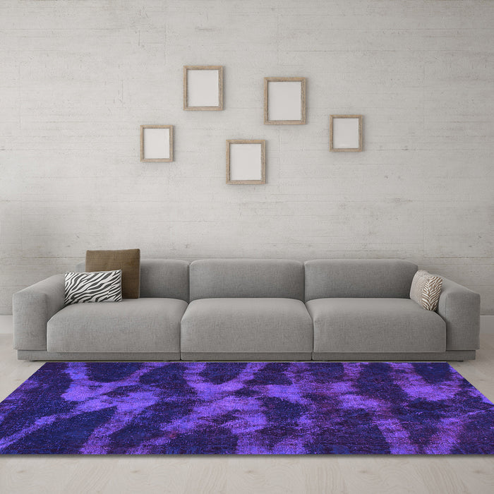 Machine Washable Abstract Purple Modern Area Rugs in a Living Room, wshabs842pur