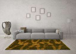 Machine Washable Abstract Yellow Modern Rug in a Living Room, wshabs842yw
