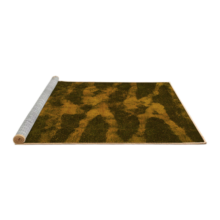 Sideview of Machine Washable Abstract Yellow Modern Rug, wshabs842yw
