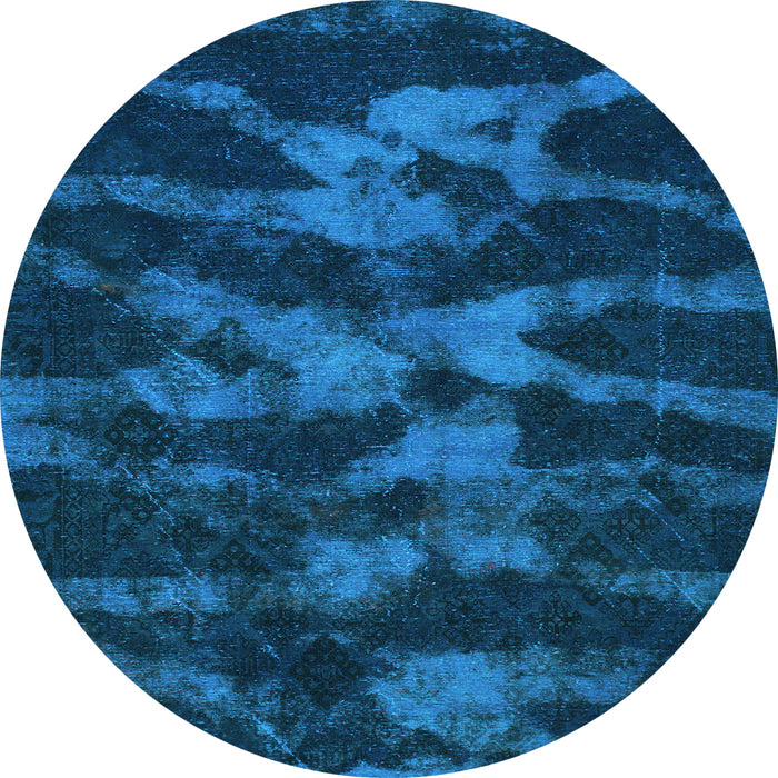 Round Machine Washable Abstract Light Blue Modern Rug, wshabs842lblu