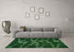 Machine Washable Abstract Green Modern Area Rugs in a Living Room,, wshabs842grn