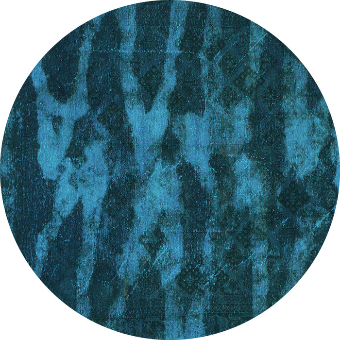 Round Abstract Turquoise Modern Rug, abs842turq