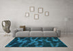Machine Washable Abstract Turquoise Modern Area Rugs in a Living Room,, wshabs842turq