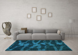 Machine Washable Abstract Turquoise Modern Area Rugs in a Living Room,, wshabs842turq