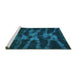 Sideview of Machine Washable Abstract Turquoise Modern Area Rugs, wshabs842turq