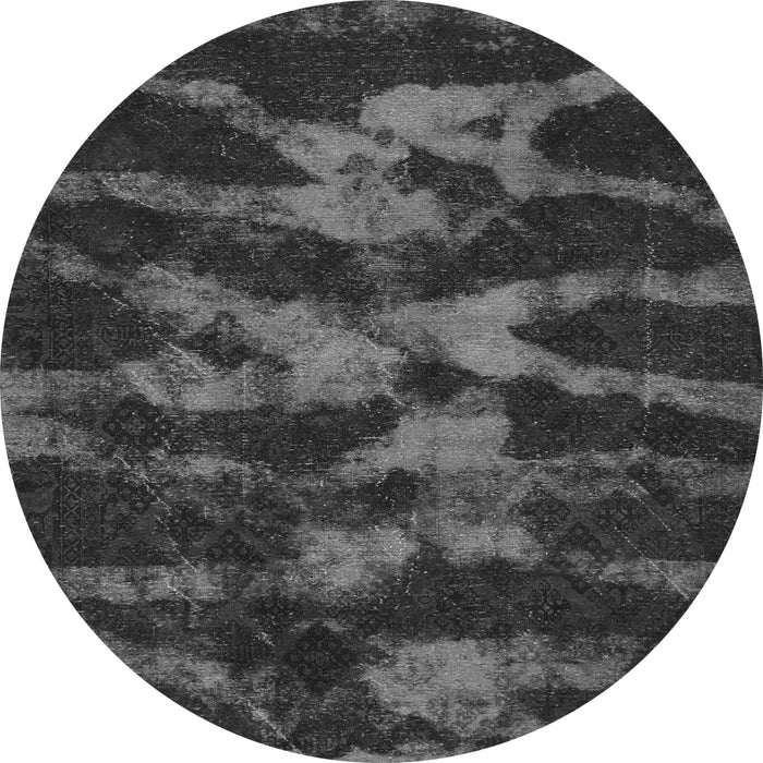 Round Machine Washable Abstract Gray Modern Rug, wshabs842gry