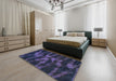 Machine Washable Abstract Deep Periwinkle Purple Rug in a Bedroom, wshabs842