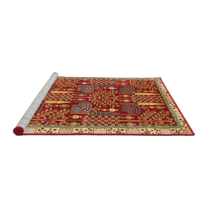 Sideview of Machine Washable Abstract Red Rug, wshabs843