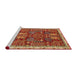 Sideview of Machine Washable Abstract Red Rug, wshabs843