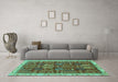 Machine Washable Abstract Turquoise Modern Area Rugs in a Living Room,, wshabs843turq