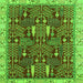 Square Machine Washable Abstract Green Modern Area Rugs, wshabs843grn