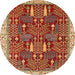 Round Machine Washable Abstract Red Rug, wshabs843