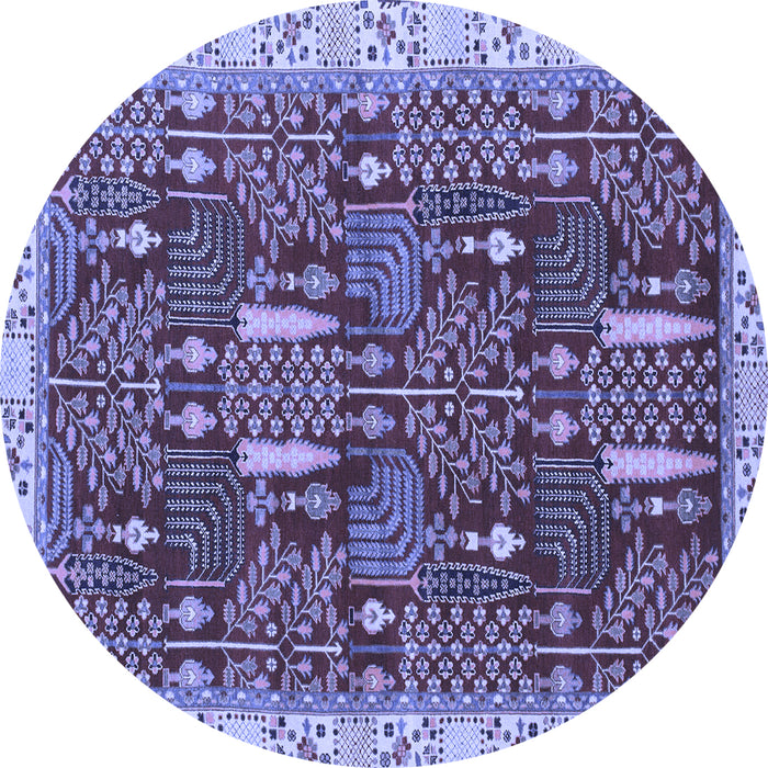 Round Abstract Blue Modern Rug, abs843blu