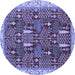 Round Abstract Blue Modern Rug, abs843blu