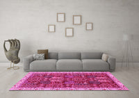 Machine Washable Abstract Pink Modern Rug, wshabs843pnk