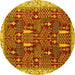 Round Abstract Yellow Modern Rug, abs843yw