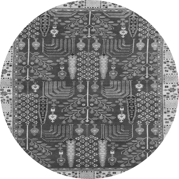 Round Abstract Gray Modern Rug, abs843gry