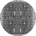 Round Abstract Gray Modern Rug, abs843gry