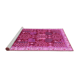 Sideview of Machine Washable Abstract Pink Modern Rug, wshabs843pnk