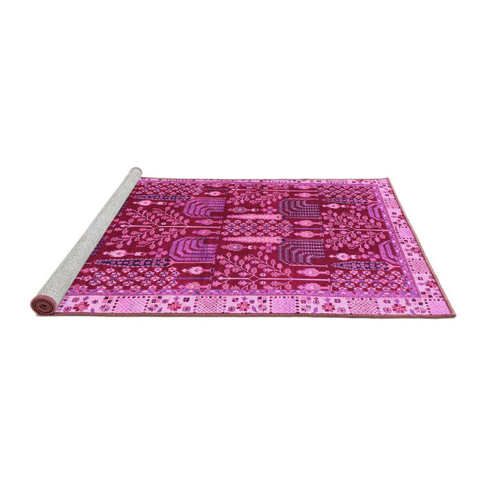 Sideview of Machine Washable Abstract Pink Modern Rug, wshabs843pnk