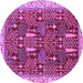 Round Machine Washable Abstract Purple Modern Area Rugs, wshabs843pur