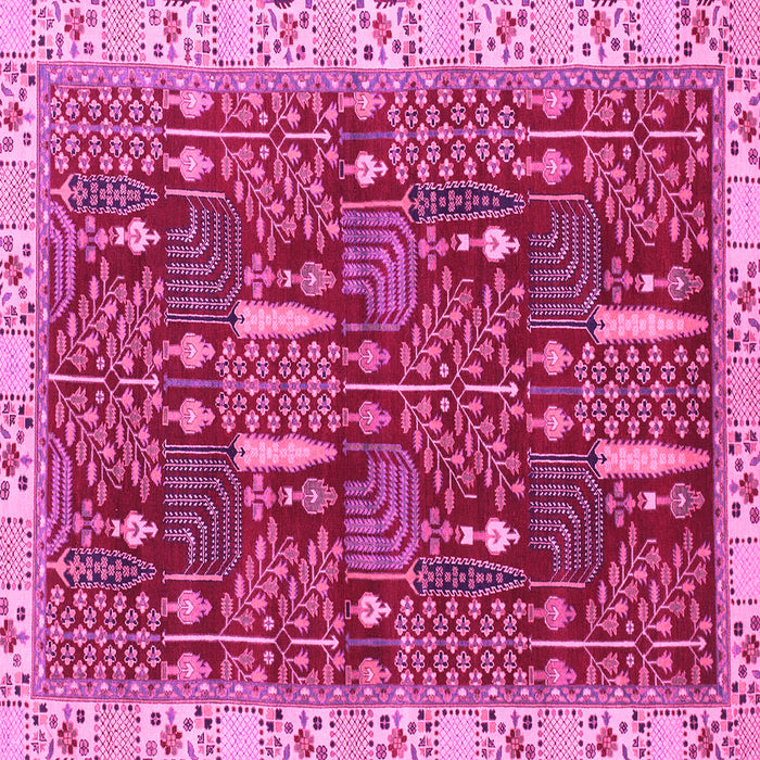 Square Abstract Pink Modern Rug, abs843pnk