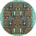 Round Machine Washable Abstract Light Blue Modern Rug, wshabs843lblu