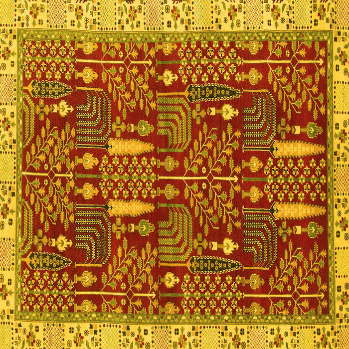 Square Abstract Yellow Modern Rug, abs843yw