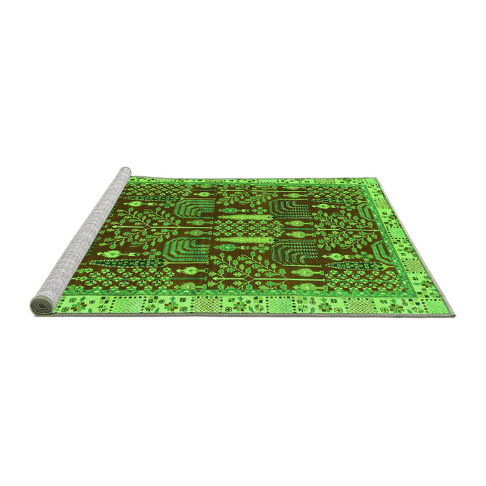 Sideview of Machine Washable Abstract Green Modern Area Rugs, wshabs843grn