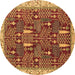 Round Machine Washable Abstract Brown Modern Rug, wshabs843brn