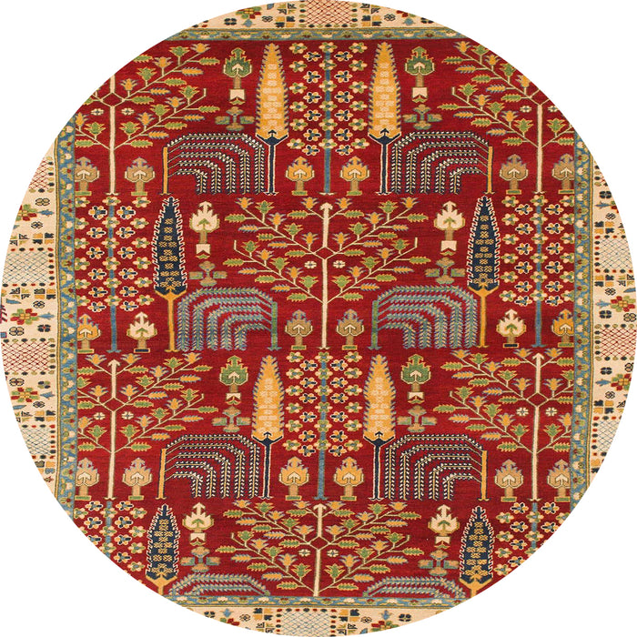 Round Abstract Red Modern Rug, abs843