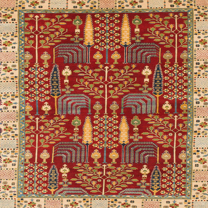 Square Abstract Red Modern Rug, abs843