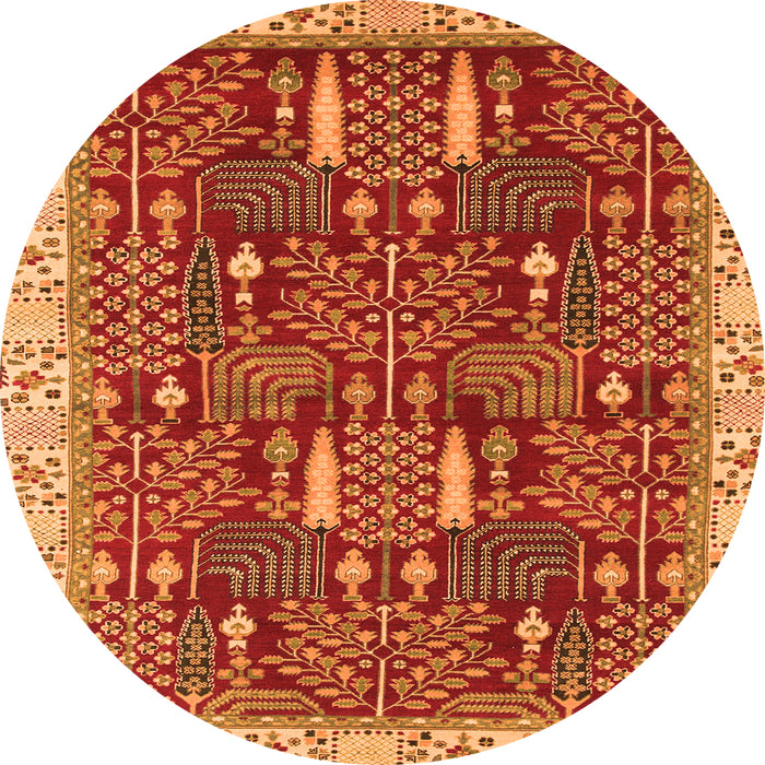 Round Abstract Orange Modern Rug, abs843org