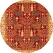 Round Abstract Orange Modern Rug, abs843org