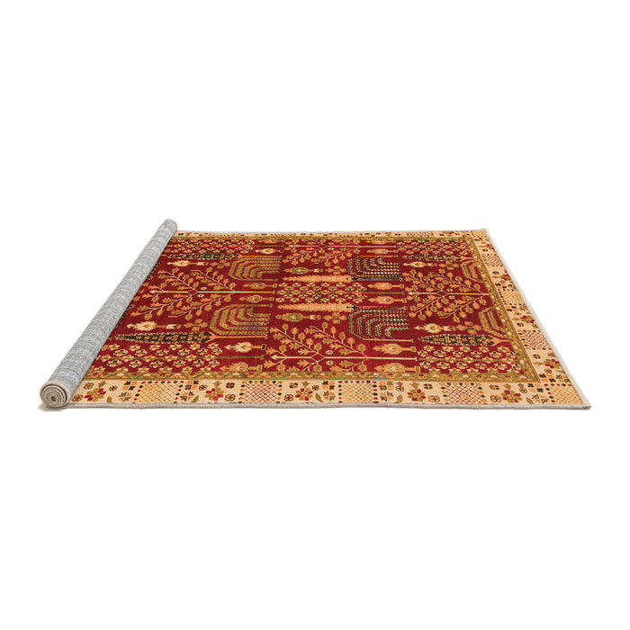 Sideview of Machine Washable Abstract Orange Modern Area Rugs, wshabs843org