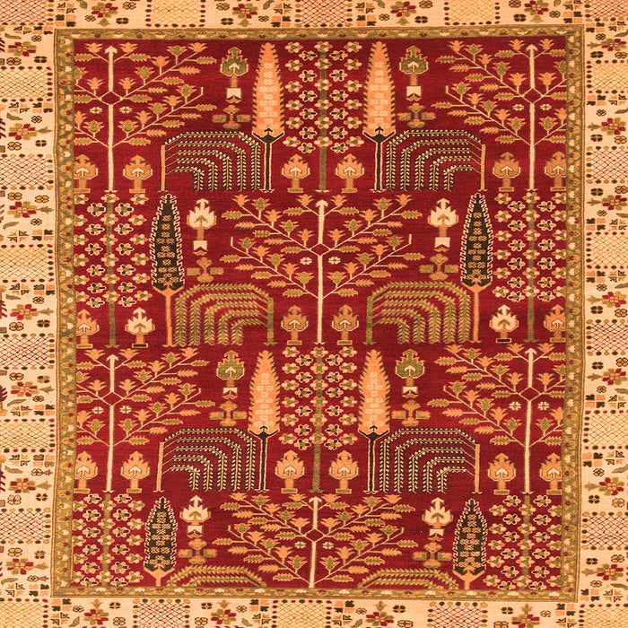 Square Abstract Orange Modern Rug, abs843org